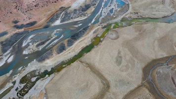 4k西藏风光视频高原河谷曲折蜿蜒河流