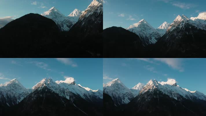 4k西藏风光视频插入蓝天的雪山雪峰