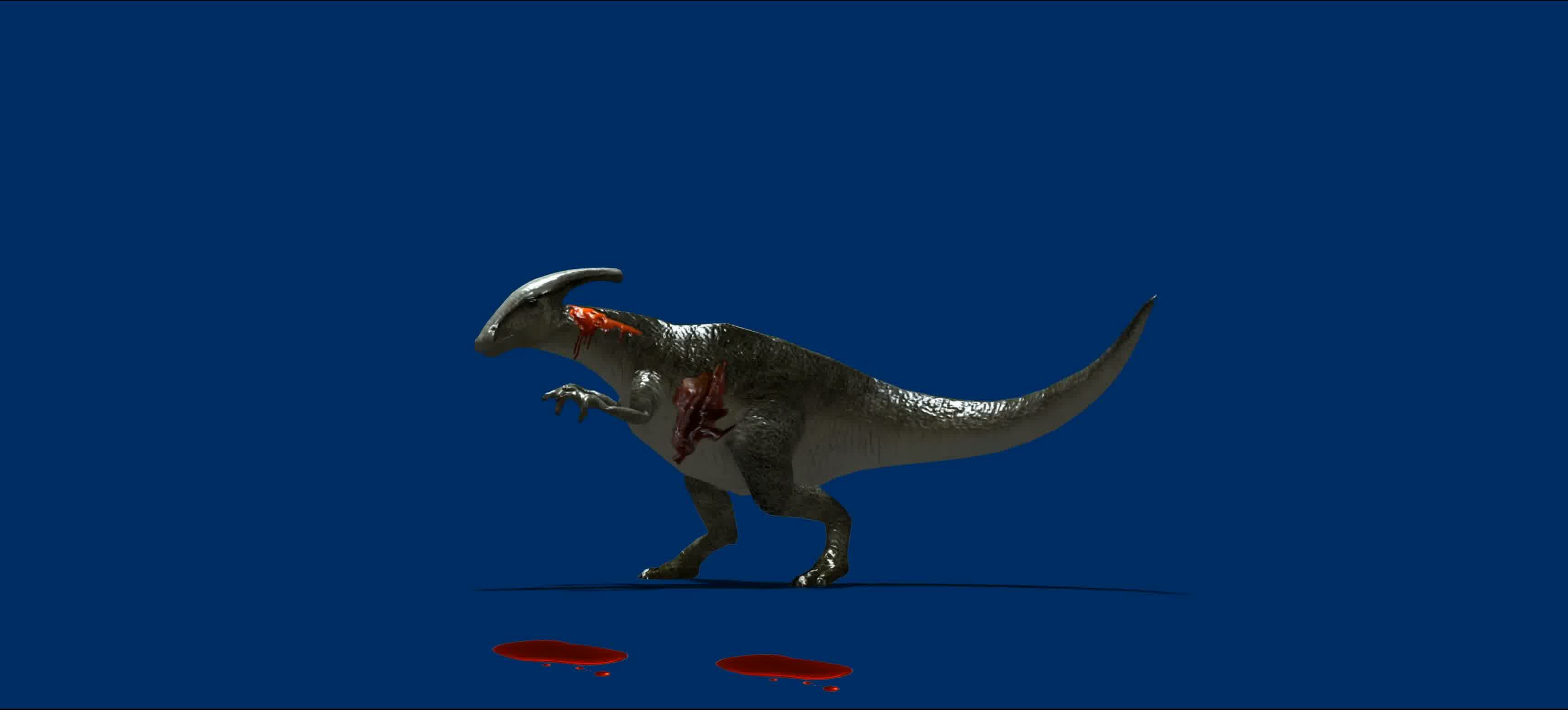 鸭嘴龙受伤倒下绿屏