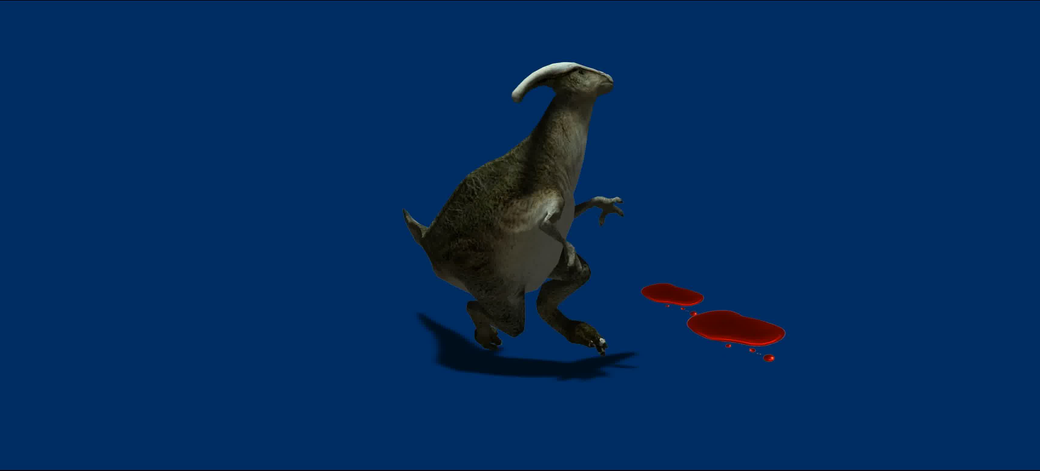 鸭嘴龙受伤倒下绿屏