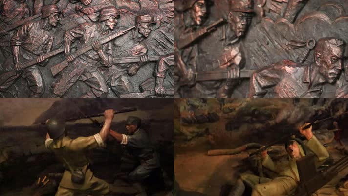 浮雕战士冲锋场面