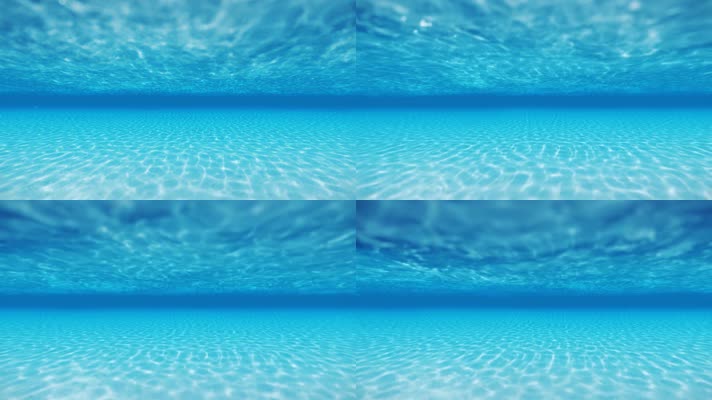 蓝色泳池水底波纹