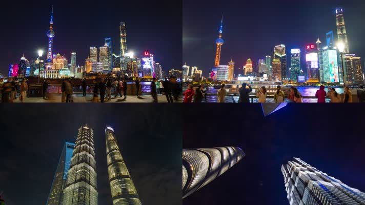 上海三件套4.5K夜景延时素材