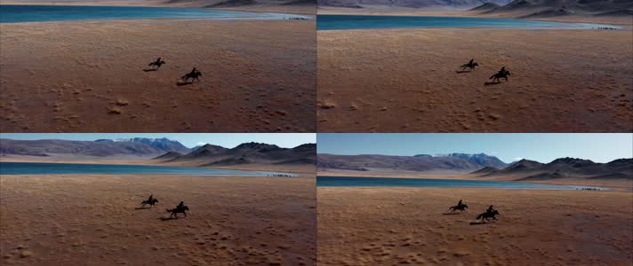 航拍骑马，草原骑马，一马当先