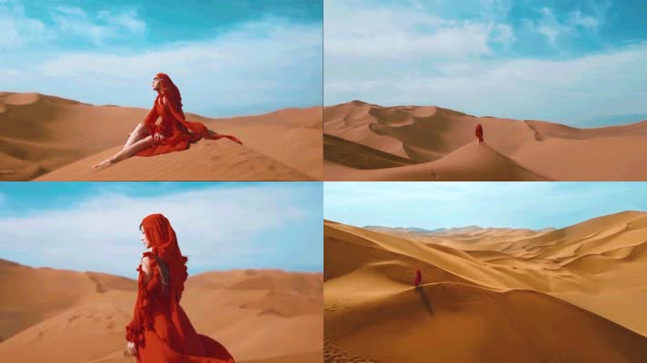 沙漠红衣美女