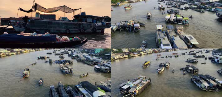越南水上市场，越南湄公河