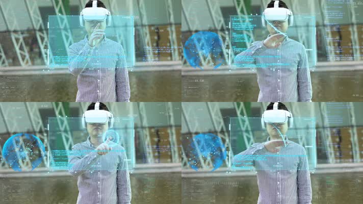 VR虚拟现实智能眼镜虚拟科幻屏幕ae模板