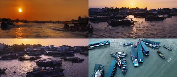 越南水上市场，越南湄公河