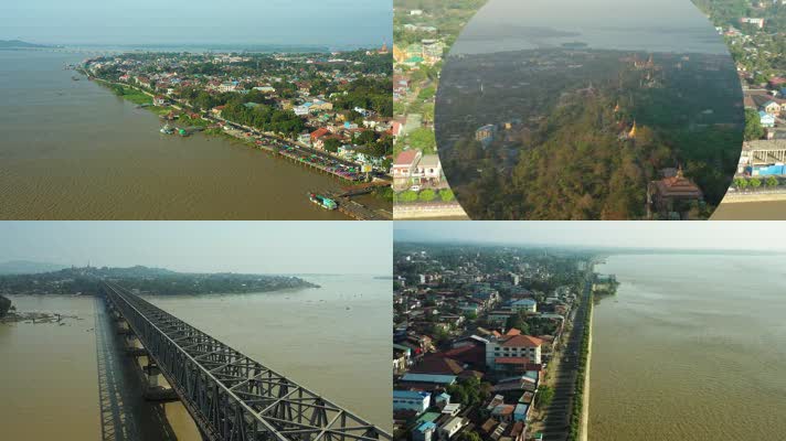 缅甸，人文文化，航拍缅甸城市仰光