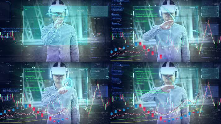 VR金融科技股市K线分时图虚拟现实触摸屏