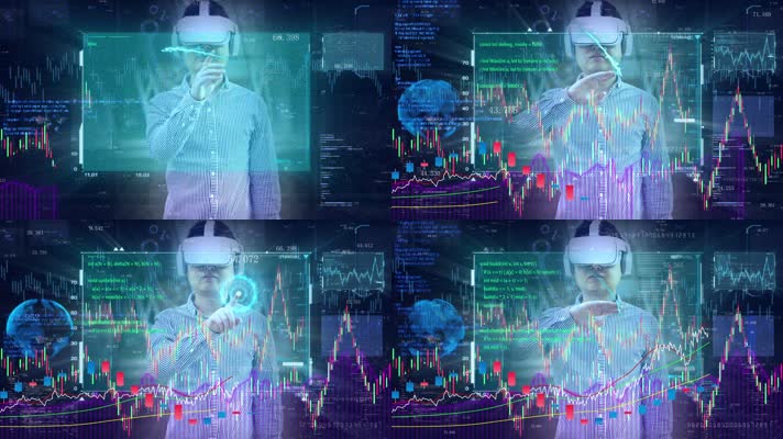 商务金融科技股市数据vr虚拟现实触摸屏模板
