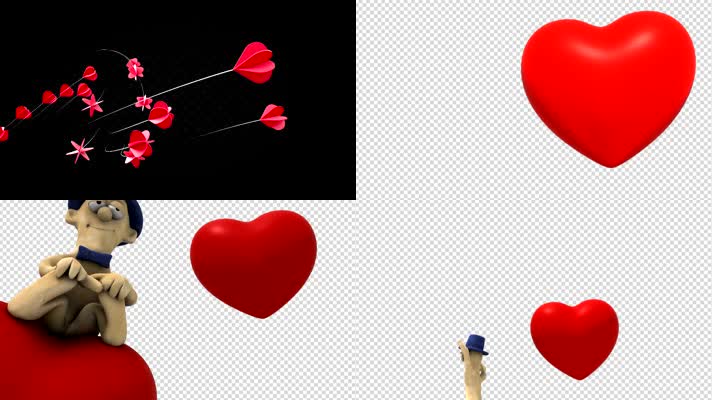 红桃心气球透明通道素材包