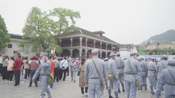 遵义会址纪念馆红色革命基地人来人往旅游