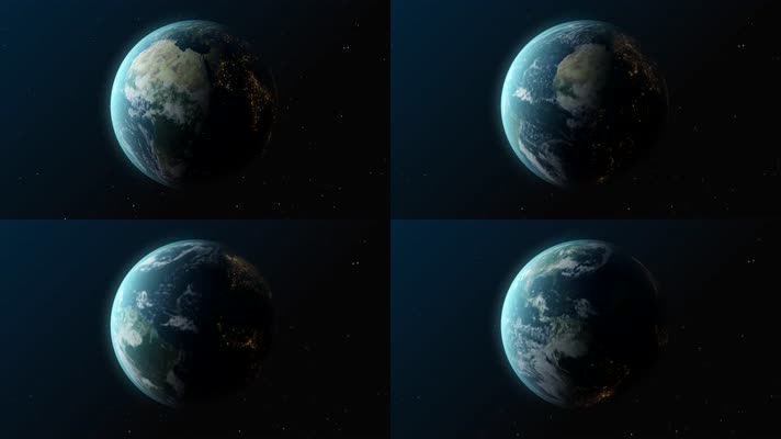 3D地球旋转卫星图夜景背景