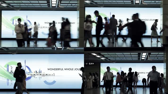 地铁站地下通道人来人往人流4k视频素材