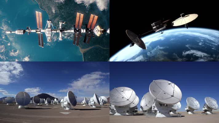 探索宇宙太空 射电阵列 望远镜雷达转动 