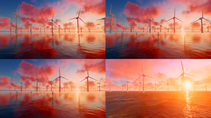 三维动画未来能源海上风力发电