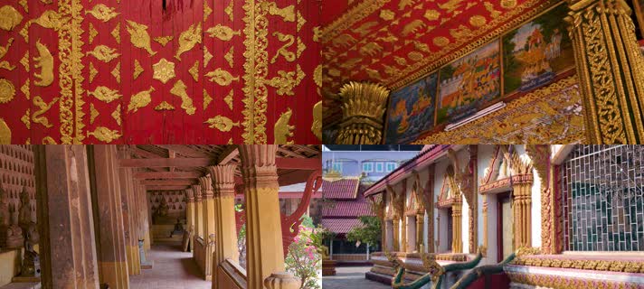 老挝，佛教建筑，外部装饰内部佛像