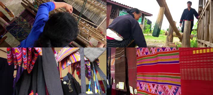 老挝，老挝手工艺品，手艺人织布