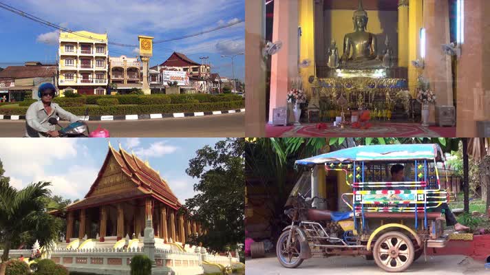 老挝，万象塔銮卧佛凯旋门街道雕像