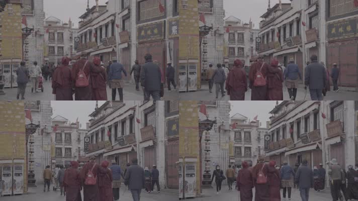西藏拉萨大昭寺八廓街转经高清素材