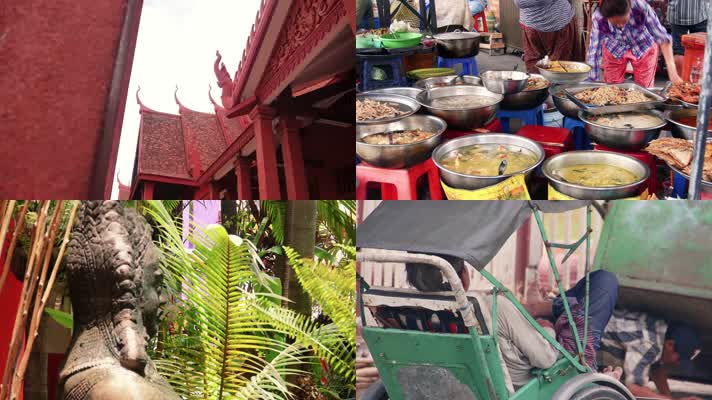 柬埔寨，市场市井交通美食本地人生活