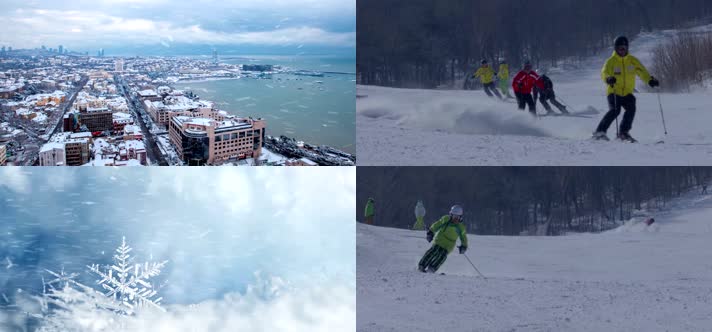 滑雪板运动员跳起定格慢镜头