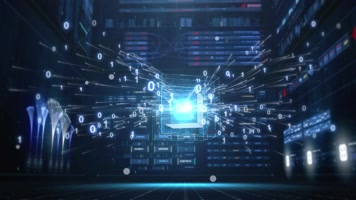 AI科技芯片科技UI方块晶体粒子吸收