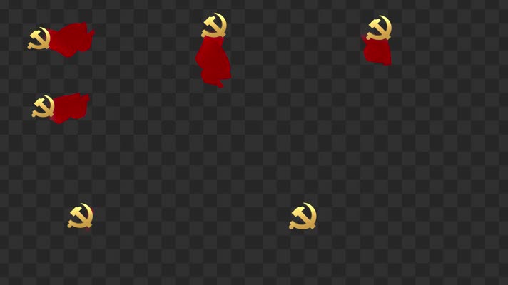 党徽红绸字幕背景带通道