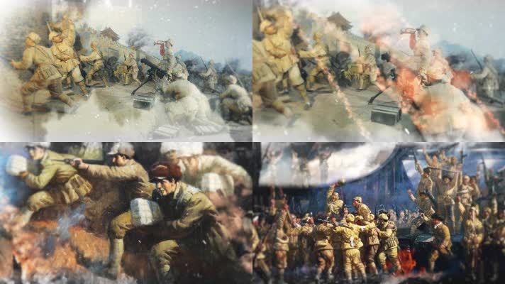 平津战役纪念馆油画视频打仗场景