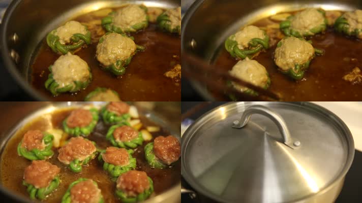 做饭 蒸 笼屉 蒸锅 酿菜  豇豆 (2