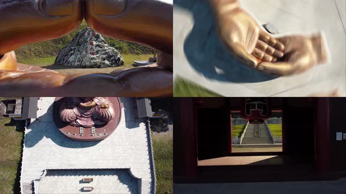 航拍大佛，航拍佛像，户外大佛