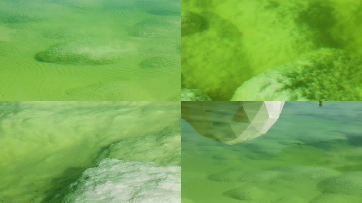 青海格尔木察尔汗盐湖湖底质感绿色湖水