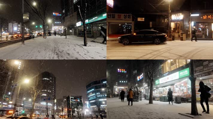 韩国雪景，韩国冬天，韩国下雪