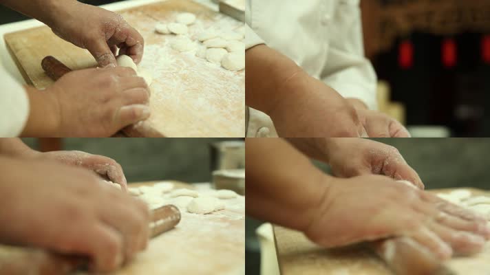擀皮 和面 包饺子 饺子皮 厨师 (3)