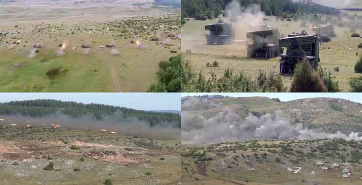 军事实拍，火箭炮，万箭齐发