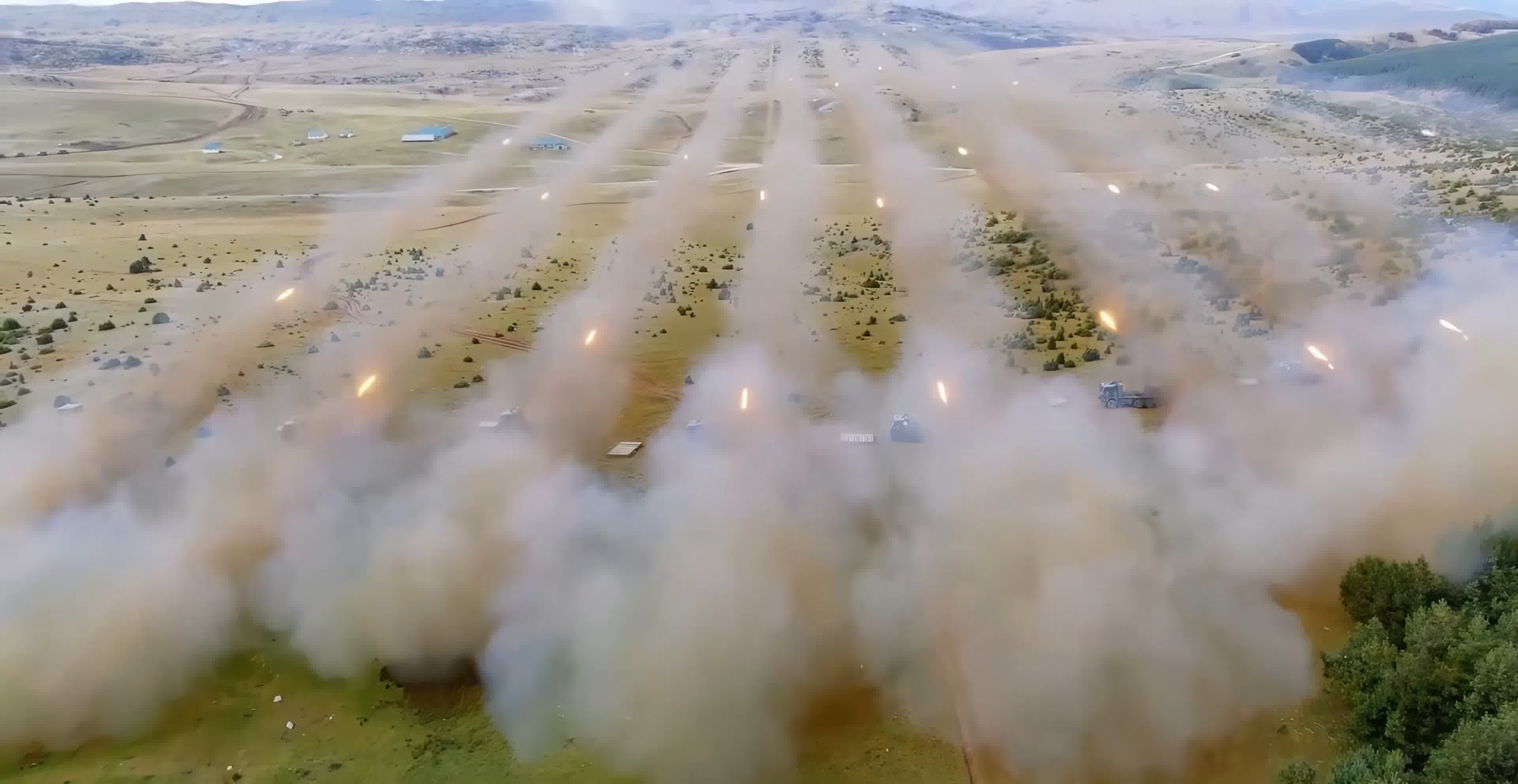 军事实拍，火箭炮，万箭齐发