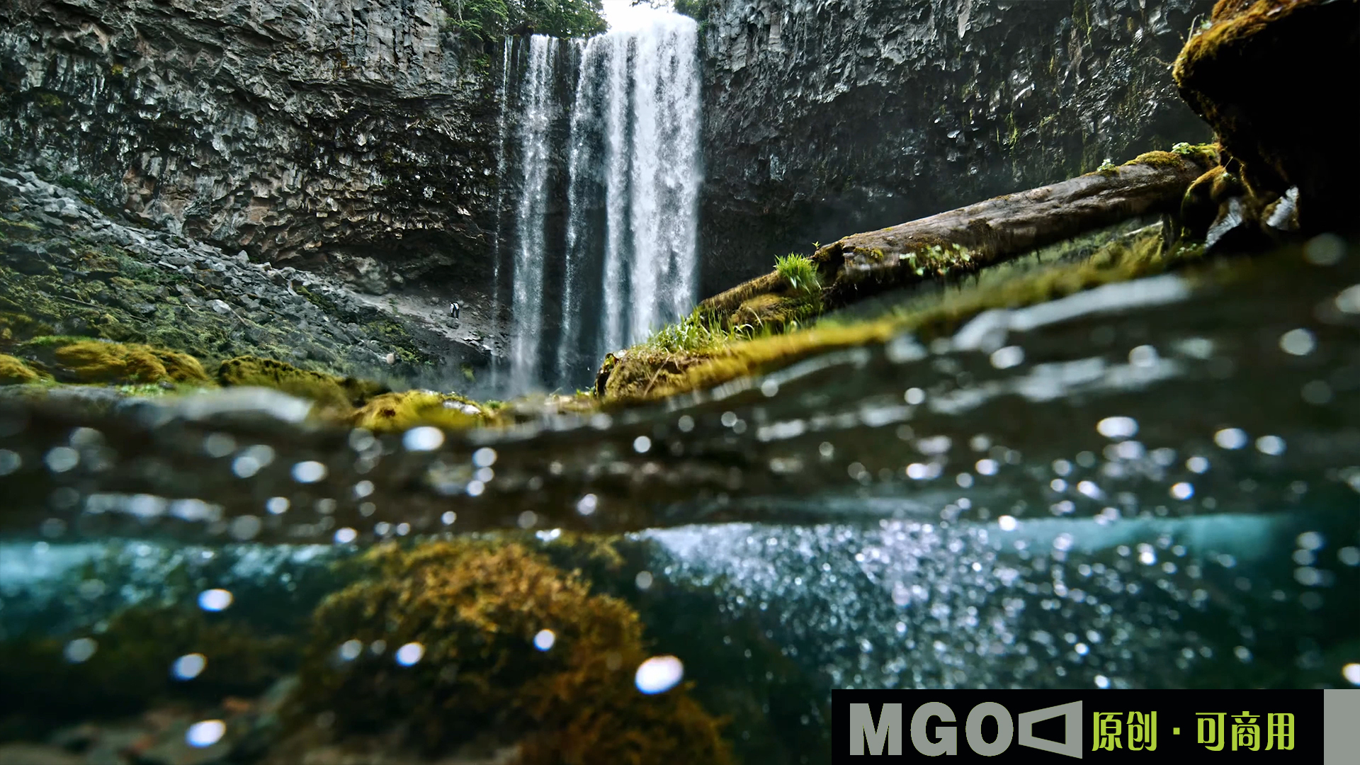 4K瀑布流水升格水面矿泉水，水资源生态宣传