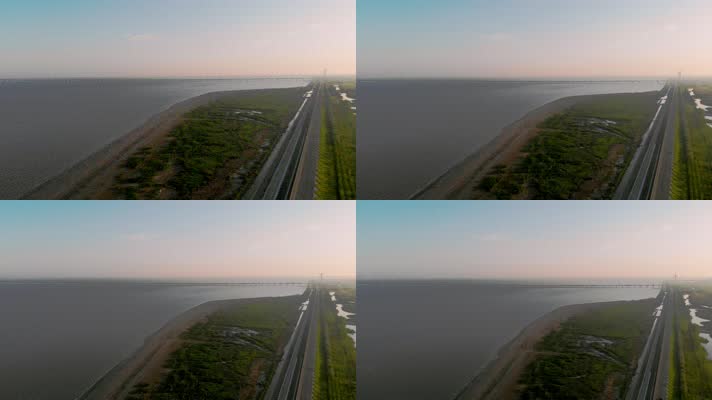 4K航拍远眺东海大桥天际线