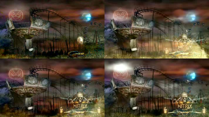 万圣节-恐怖游乐场骷髅头南瓜灯