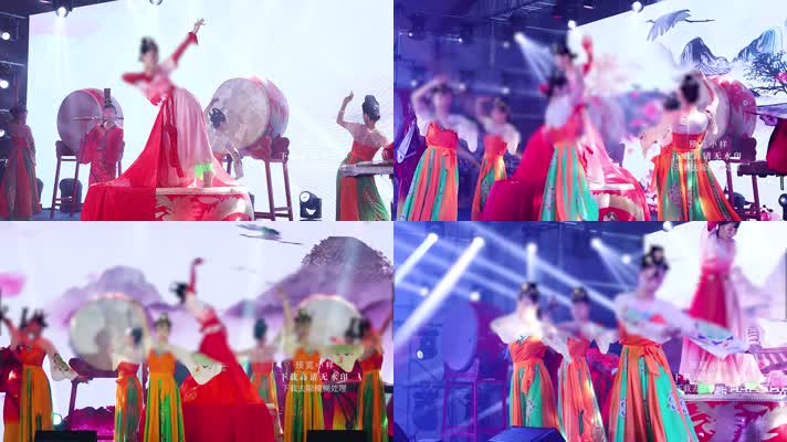 国潮汉风汉服鼓舞4k