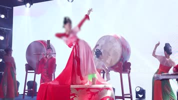 国潮汉风汉服鼓舞4k