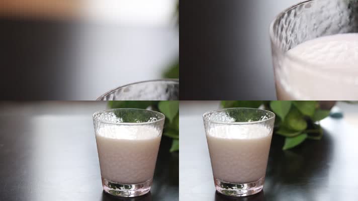 实拍玻璃杯子装水和牛奶 (1)