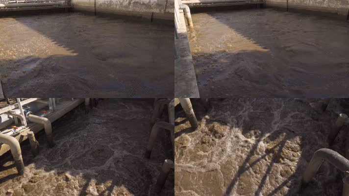 4k污水视频污水处理厂的水处理特写