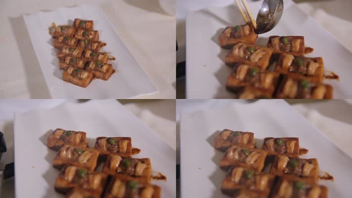 实拍国宴菜虾仁豆腐盒 (1)