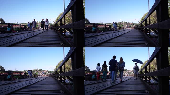 泰国最长孟族木桥桥面延时摄影