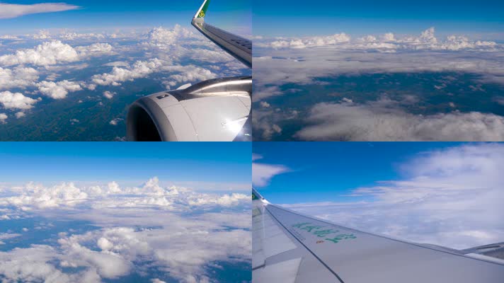 4k实拍航空飞机天空云层素材