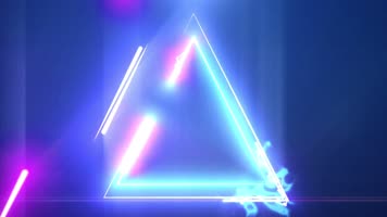 4k炫彩发光线条霓虹万花筒三角形闪电背景