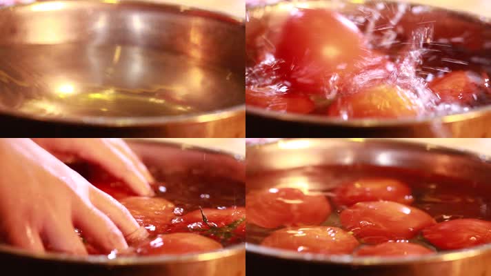 实拍清水浸泡清洗西红柿 (4)