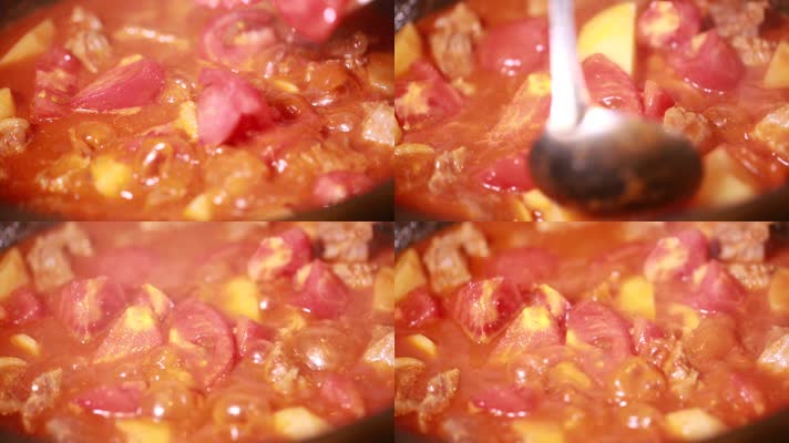 实拍沸腾美食土豆西红柿烧牛腩 (10)